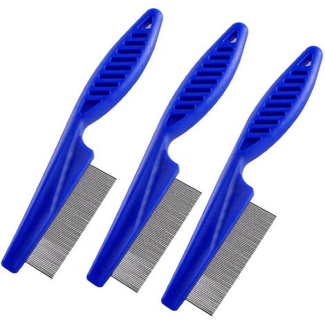 Ensemble de 3 peignes anti-puces pour animaux de compagnie, outil de toilettage à dents fines pour chats et chiens, élimine les poux, les poils morts et les marques de larmes
