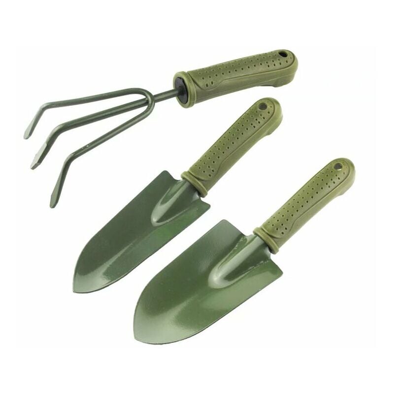Ensemble de 3 pelles à outils de jardinage, outil de rempotage de jardin avec poignée en plastique, mini outil à main de jardin pelle à râteau,