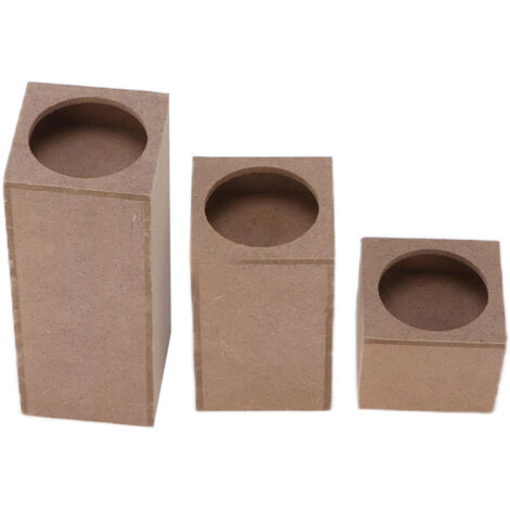 Ensemble de 3 photophores en bois brut pour décoration de fête, idéal cadeau pour mariage ou événement festif avec trou circulaire