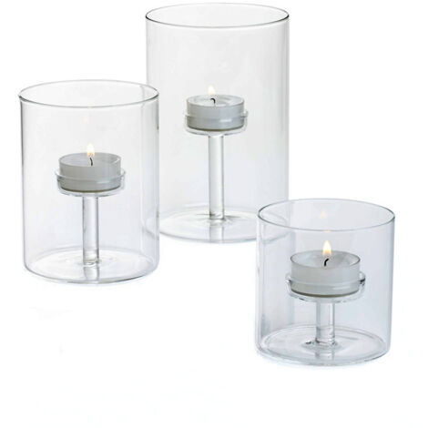 Ensemble de 3 photophores en verre transparent pour bougies chauffe-plat, décoration pour mariage, maison ou salon.