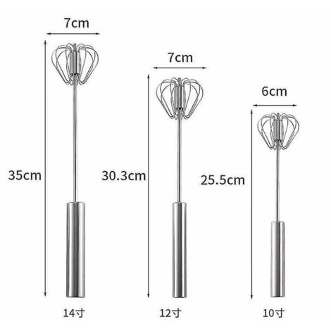 Ensemble de 3 pièces en acier inoxydable comprenant un batteur rotatif semi-automatique et un fouet pour cuisiner, mélanger et remuer