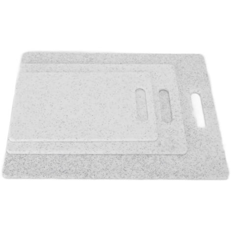 Ensemble de 3 planches à découper motif marbre réversible - Accessoire de cuisine (Blanc)