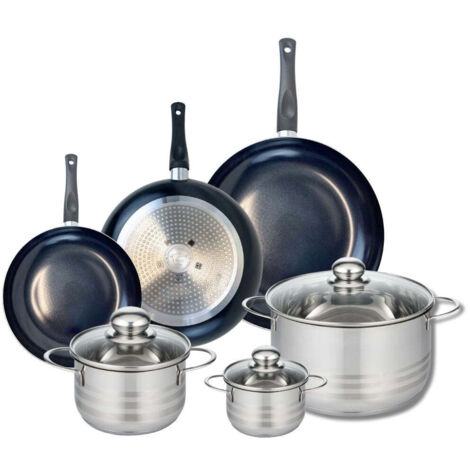 Ensemble de 3 Poêles de cuisson 20, 24 et 28 cm et 3 faitouts 12, 16 et 24 cm Elo Prima Brillant