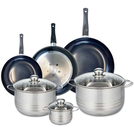 Ensemble de 3 Poêles de cuisson 20, 24 et 28 cm et 3 faitouts 12, 20 et 24 cm Elo Prima Brillant
