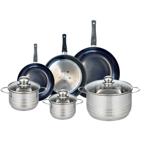 Ensemble de 3 Poêles de cuisson 20, 24 et 28 cm et 3 faitouts 14, 16 et 24 cm Elo Prima Brillant