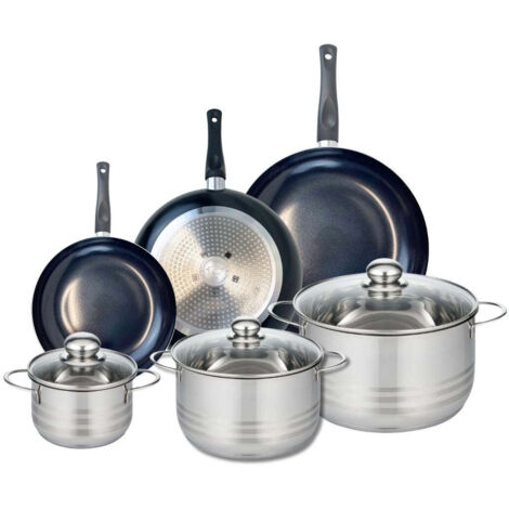 Ensemble de 3 Poêles de cuisson 20, 24 et 28 cm et 3 faitouts 14, 20 et 24 cm Elo Prima Brillant