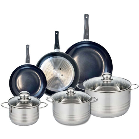 Ensemble de 3 Poêles de cuisson 20, 24 et 28 cm et 3 faitouts 16, 20 et 24 cm Elo Prima Brillant