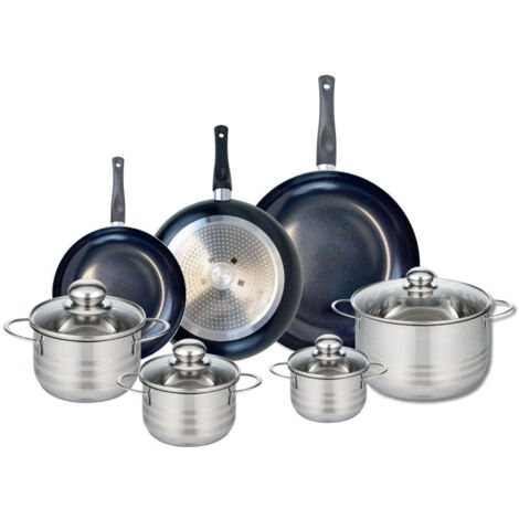 Ensemble de 3 Poêles de cuisson 20, 24 et 28 cm et 4 faitouts 12, 14, 16 et 20 cm Elo Prima Brillant
