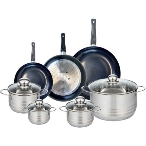 Ensemble de 3 Poêles de cuisson 20, 24 et 28 cm et 4 faitouts 12, 14, 16 et 24 cm Elo Prima Brillant