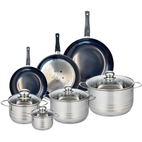 Ensemble de 3 Poêles de cuisson 20, 24 et 28 cm et 4 faitouts 12, 16, 20 et 24 cm Elo Prima Brillant