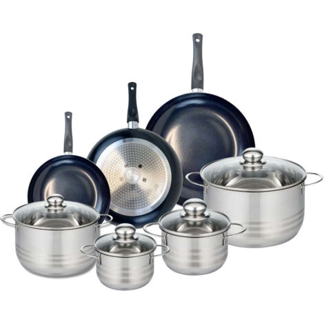 Ensemble de 3 Poêles de cuisson 20, 24 et 28 cm et 4 faitouts 14, 16, 20 et 24 cm Elo Prima Brillant