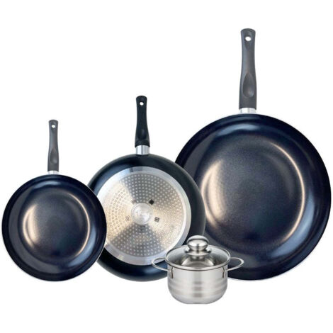 Ensemble de 3 Poêles de cuisson 20, 24 et 32 cm et 1 faitout 12 cm Elo Prima Brillant
