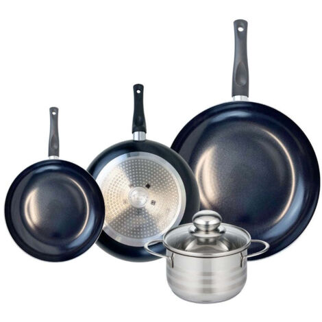 Ensemble de 3 Poêles de cuisson 20, 24 et 32 cm et 1 faitout 16 cm Elo Prima Brillant