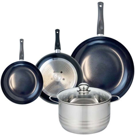 Ensemble de 3 Poêles de cuisson 20, 24 et 32 cm et 1 faitout 24 cm Elo Prima Brillant