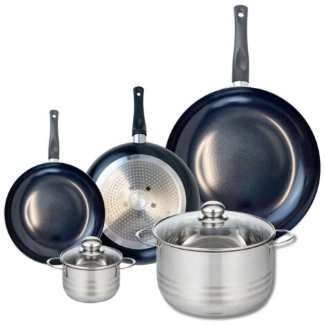 Ensemble de 3 Poêles de cuisson 20, 24 et 32 cm et 2 faitouts 12 et 24 cm Elo Prima Brillant