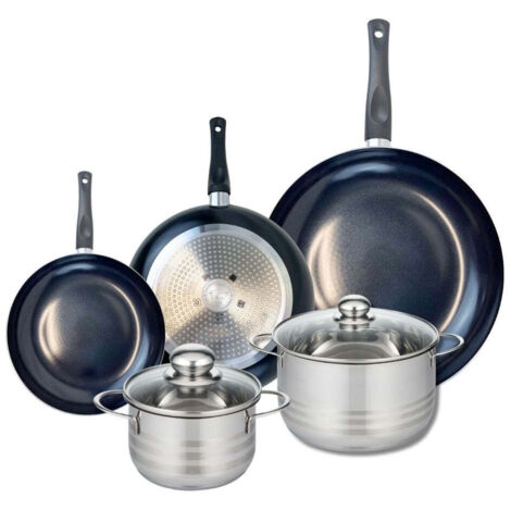 Ensemble de 3 Poêles de cuisson 20, 24 et 32 cm et 2 faitouts 16 et 20 cm Elo Prima Brillant