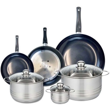 Ensemble de 3 Poêles de cuisson 20, 24 et 32 cm et 3 faitouts 12, 20 et 24 cm Elo Prima Brillant