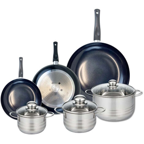 Ensemble de 3 Poêles de cuisson 20, 24 et 32 cm et 3 faitouts 14, 16 et 20 cm Elo Prima Brillant
