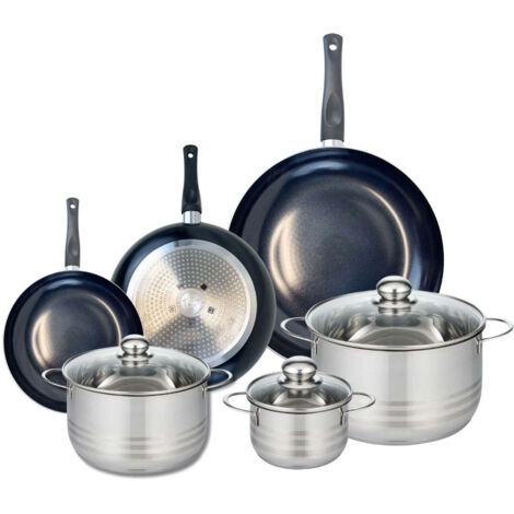 Ensemble de 3 Poêles de cuisson 20, 24 et 32 cm et 3 faitouts 14, 20 et 24 cm Elo Prima Brillant