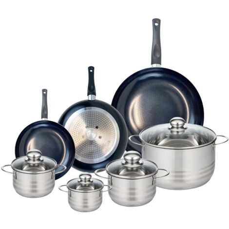 Ensemble de 3 Poêles de cuisson 20, 24 et 32 cm et 4 faitouts 12, 14, 16 et 24 cm Elo Prima Brillant