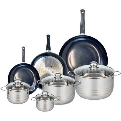 Ensemble de 3 Poêles de cuisson 20, 24 et 32 cm et 4 faitouts 12, 14, 20 et 24 cm Elo Prima Brillant