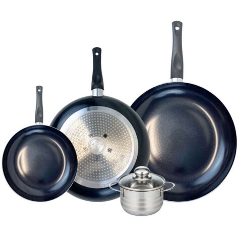 Ensemble de 3 Poêles de cuisson 20, 28 et 32 cm et 1 faitout 12 cm Elo Prima Brillant