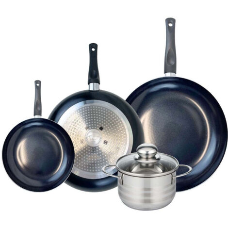 Ensemble de 3 Poêles de cuisson 20, 28 et 32 cm et 1 faitout 16 cm Elo Prima Brillant