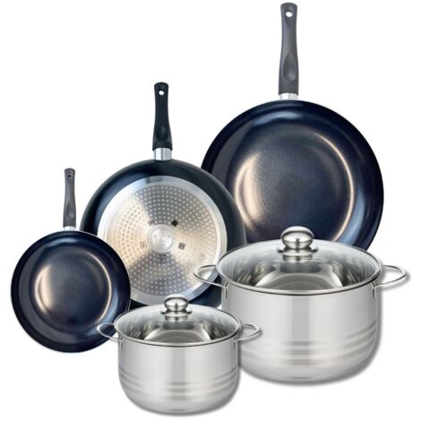 Ensemble de 3 Poêles de cuisson 20, 28 et 32 cm et 2 faitouts 20 et 24 cm Elo Prima Brillant