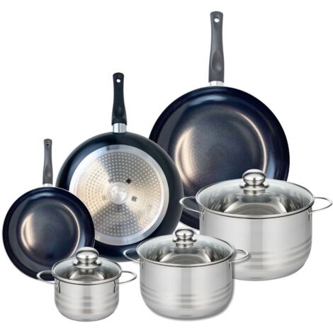 Ensemble de 3 Poêles de cuisson 20, 28 et 32 cm et 3 faitouts 14, 20 et 24 cm Elo Prima Brillant