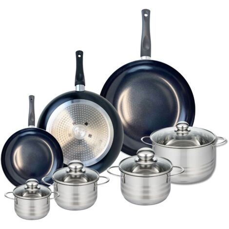 Ensemble de 3 Poêles de cuisson 20, 28 et 32 cm et 4 faitouts 12, 14, 16 et 20 cm Elo Prima Brillant