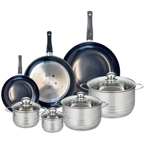 Ensemble de 3 Poêles de cuisson 20, 28 et 32 cm et 4 faitouts 12, 14, 20 et 24 cm Elo Prima Brillant