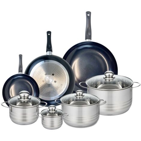 Ensemble de 3 Poêles de cuisson 20, 28 et 32 cm et 4 faitouts 12, 16, 20 et 24 cm Elo Prima Brillant