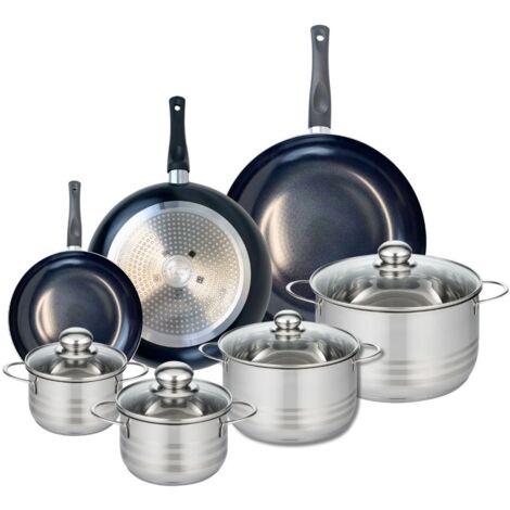 Ensemble de 3 Poêles de cuisson 20, 28 et 32 cm et 4 faitouts 14, 16, 20 et 24 cm Elo Prima Brillant