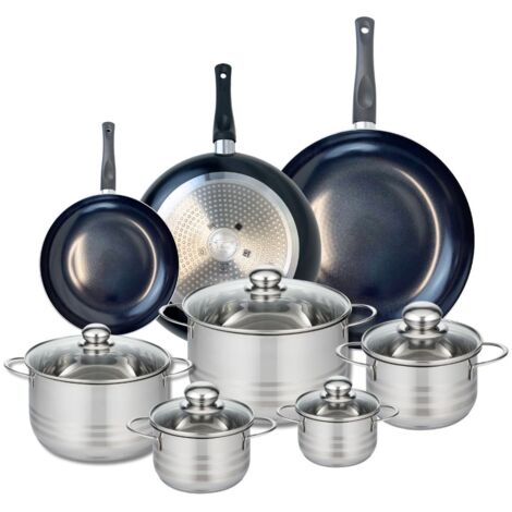 Ensemble de 3 Poêles de cuisson 20, 28 et 32 cm et 5 faitouts 12, 14, 16, 20 et 24 cm Elo Prima Brillant