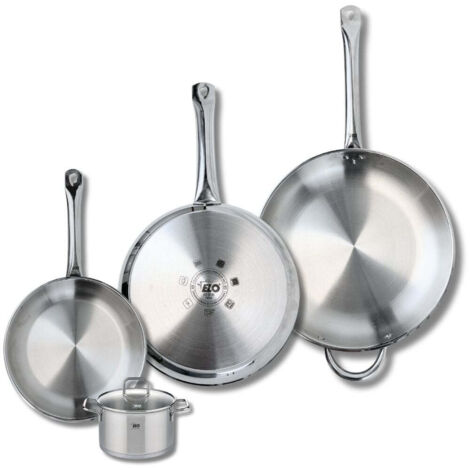 Ensemble de 3 Poêles de cuisson 24, 28 et 32 cm et 1 faitout 12 cm Elo Profi Citrin