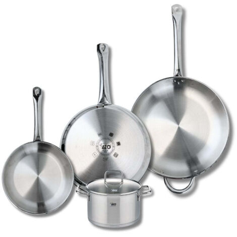 Ensemble de 3 Poêles de cuisson 24, 28 et 32 cm et 1 faitout 16 cm Elo Profi Citrin