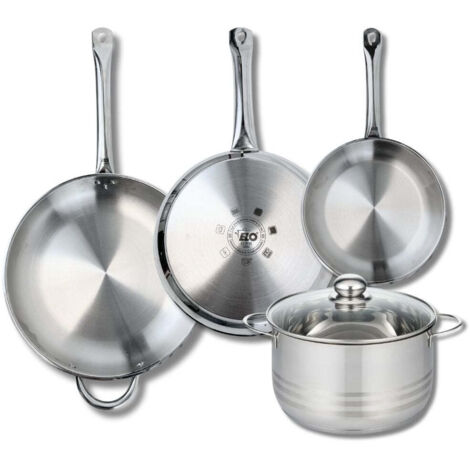 Ensemble de 3 Poêles de cuisson 24, 28 et 32 cm et 1 faitout 24 cm Elo Profi Brillant