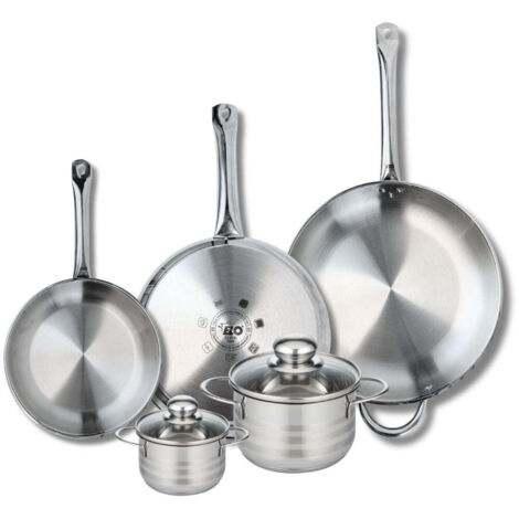 Ensemble de 3 Poêles de cuisson 24, 28 et 32 cm et 2 faitouts 12 et 16 cm Elo Profi Brillant