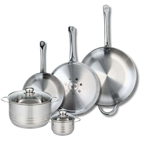 Ensemble de 3 Poêles de cuisson 24, 28 et 32 cm et 2 faitouts 12 et 20 cm Elo Profi Brillant