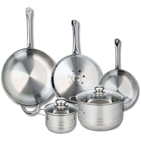 Ensemble de 3 Poêles de cuisson 24, 28 et 32 cm et 2 faitouts 16 et 24 cm Elo Profi Brillant