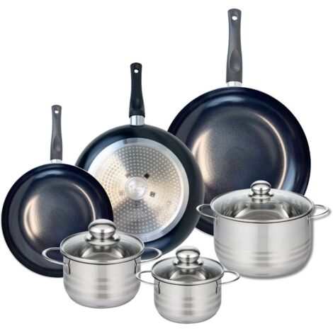 Ensemble de 3 Poêles de cuisson 24, 28 et 32 cm et 3 faitouts 14, 16 et 20 cm Elo Prima Brillant