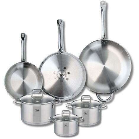 Ensemble de 3 Poêles de cuisson 24, 28 et 32 cm et 3 faitouts 14, 16 et 20 cm Elo Profi Citrin