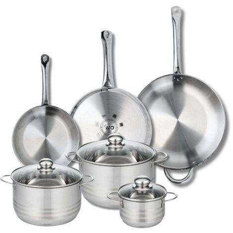 Ensemble de 3 Poêles de cuisson 24, 28 et 32 cm et 3 faitouts 14, 20 et 24 cm Elo Profi Brillant