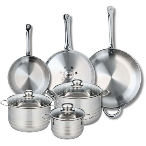 Ensemble de 3 Poêles de cuisson 24, 28 et 32 cm et 3 faitouts 16, 20 et 24 cm Elo Profi Brillant