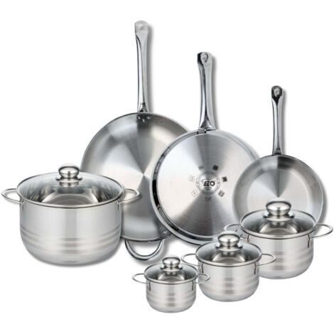 Ensemble de 3 Poêles de cuisson 24, 28 et 32 cm et 4 faitouts 12, 14, 16 et 24 cm Elo Profi Brillant