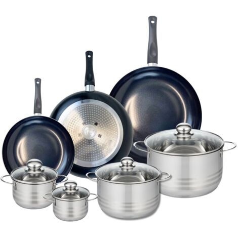 Ensemble de 3 Poêles de cuisson 24, 28 et 32 cm et 4 faitouts 12, 14, 20 et 24 cm Elo Prima Brillant