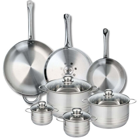 Ensemble de 3 Poêles de cuisson 24, 28 et 32 cm et 4 faitouts 12, 14, 20 et 24 cm Elo Profi Brillant