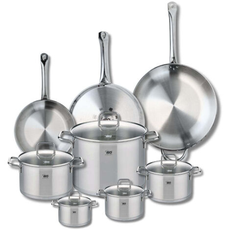 Ensemble de 3 Poêles de cuisson 24, 28 et 32 cm et 5 faitouts 12, 14, 16, 20 et 26 cm Elo Profi Citrin