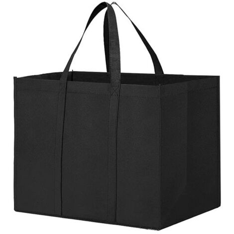 Ensemble de 3 sacs de courses simples non tissés portables(noir)