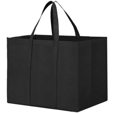 Ensemble de 3 sacs de courses simples non tissés portables(noir)